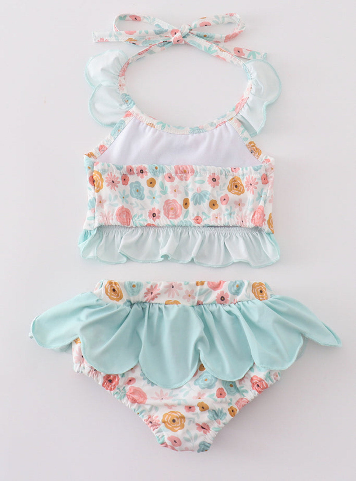 Minty Floral Bloom Girl Swimsuit