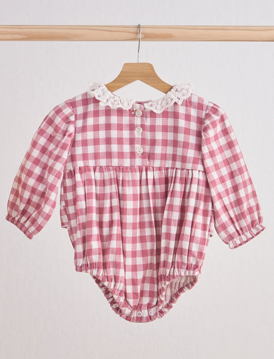Pink Lace Flannel Gingham Bubble