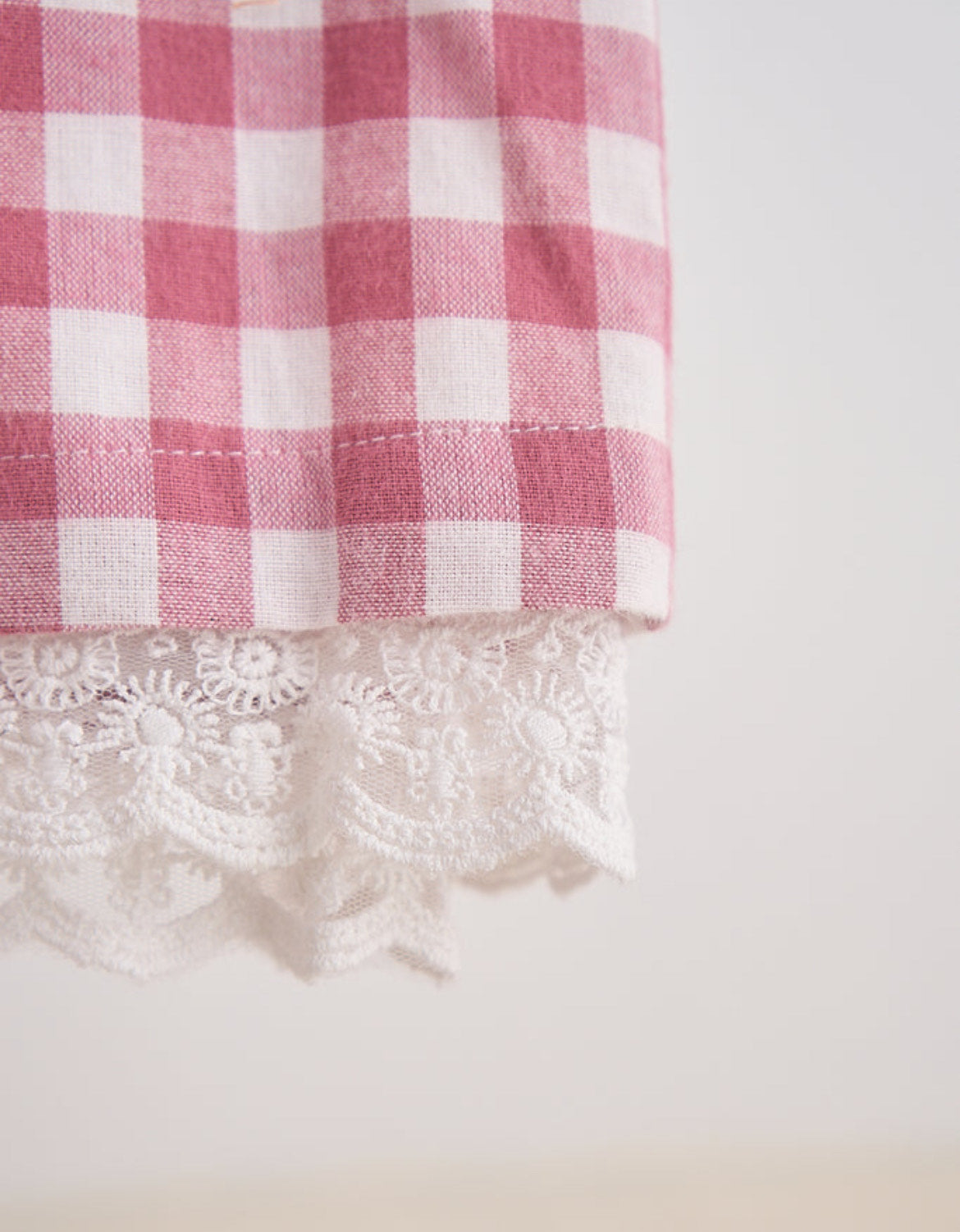 Pink Gingham Flannel Lace Dress