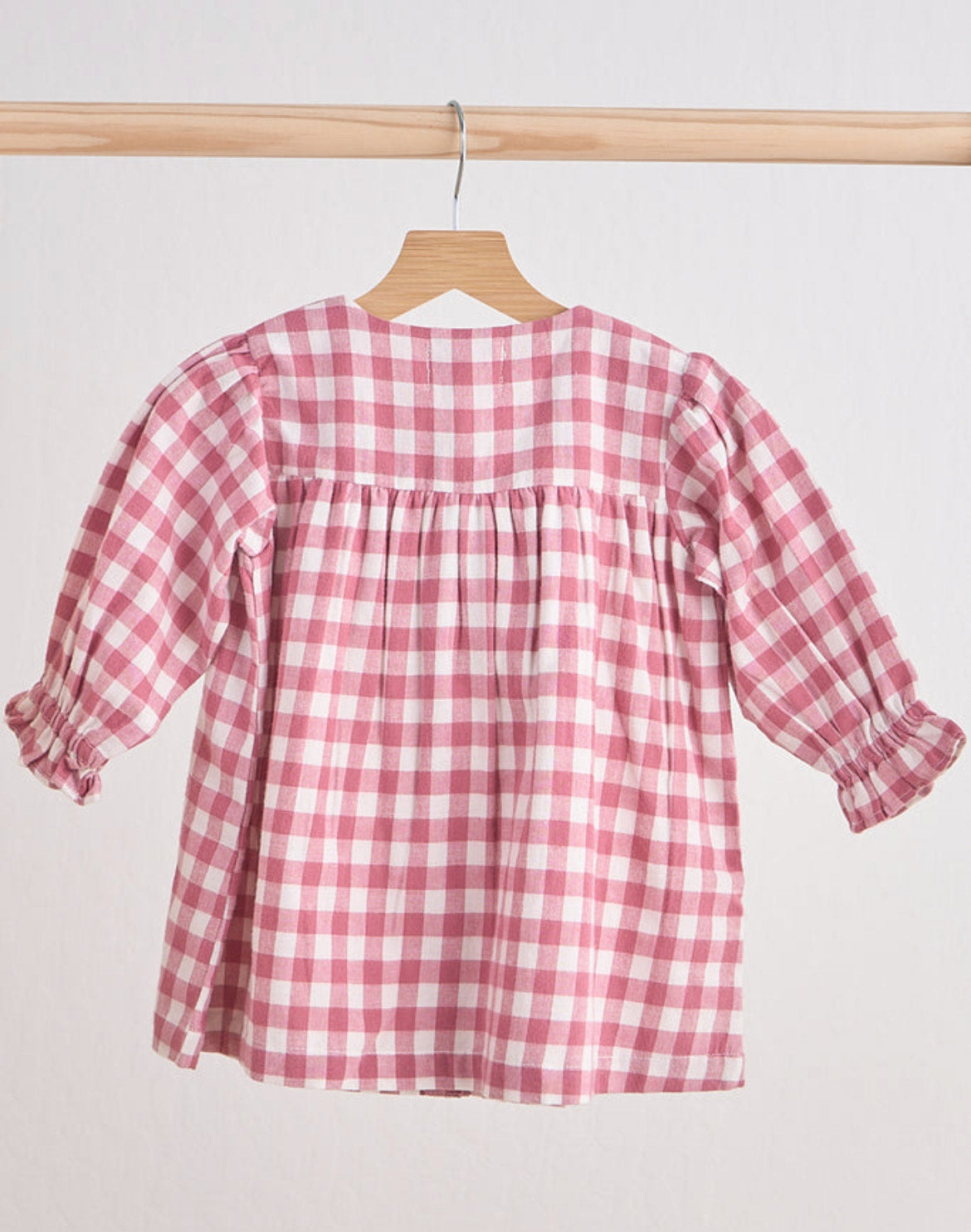 Pink Gingham Flannel Bow Dress