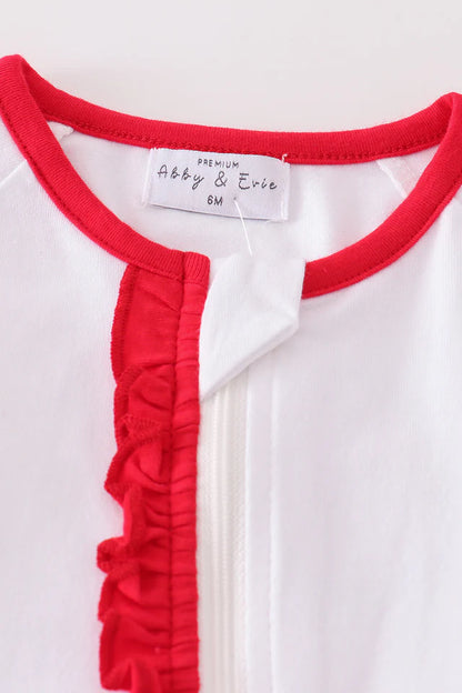 White ruffle zip girl pijama romper