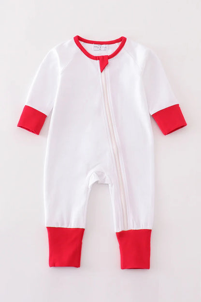 White zip boy pijama romper