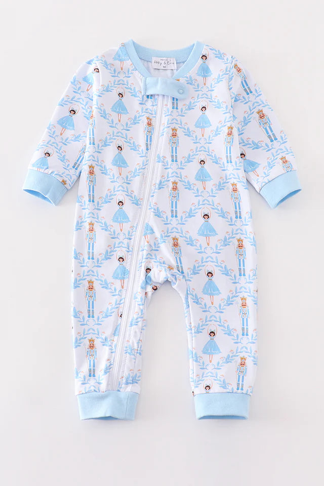 Blue nutcracker print baby pijama