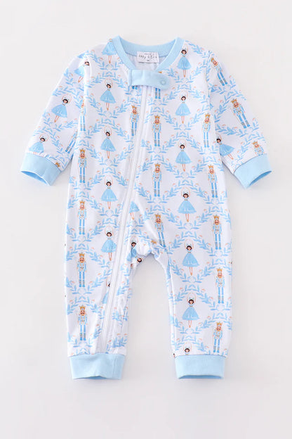 Blue nutcracker print baby pijama