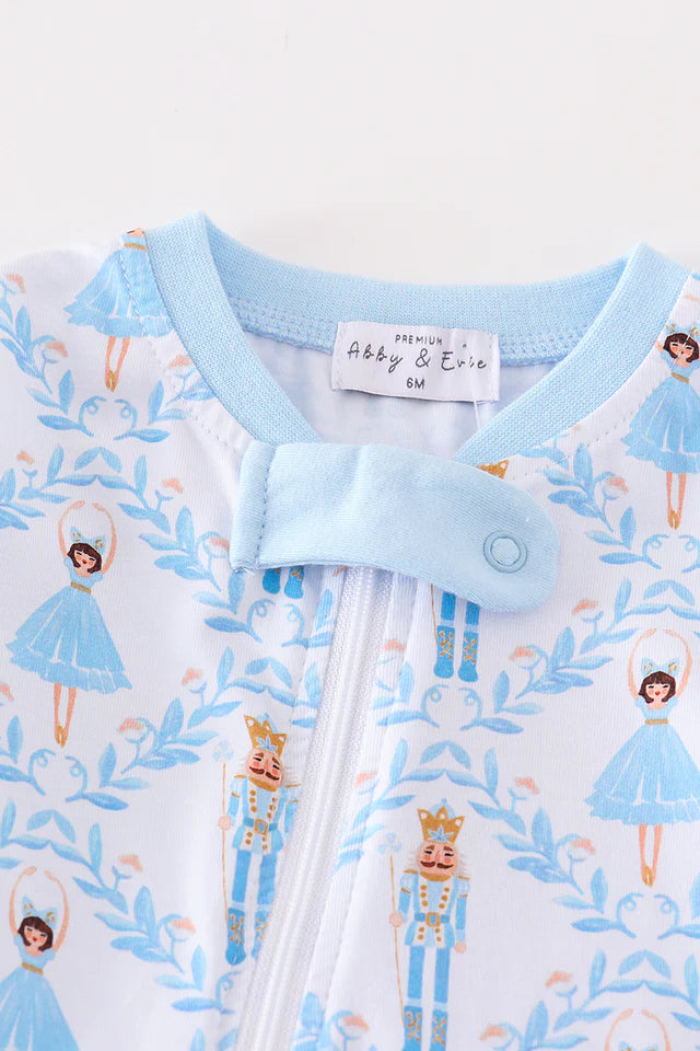 Blue nutcracker print baby pijama