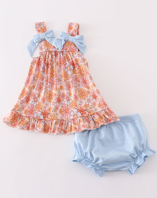 Floral Print Girl Bloomer Set