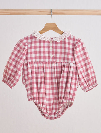 Pink Lace Flannel Gingham Bubble