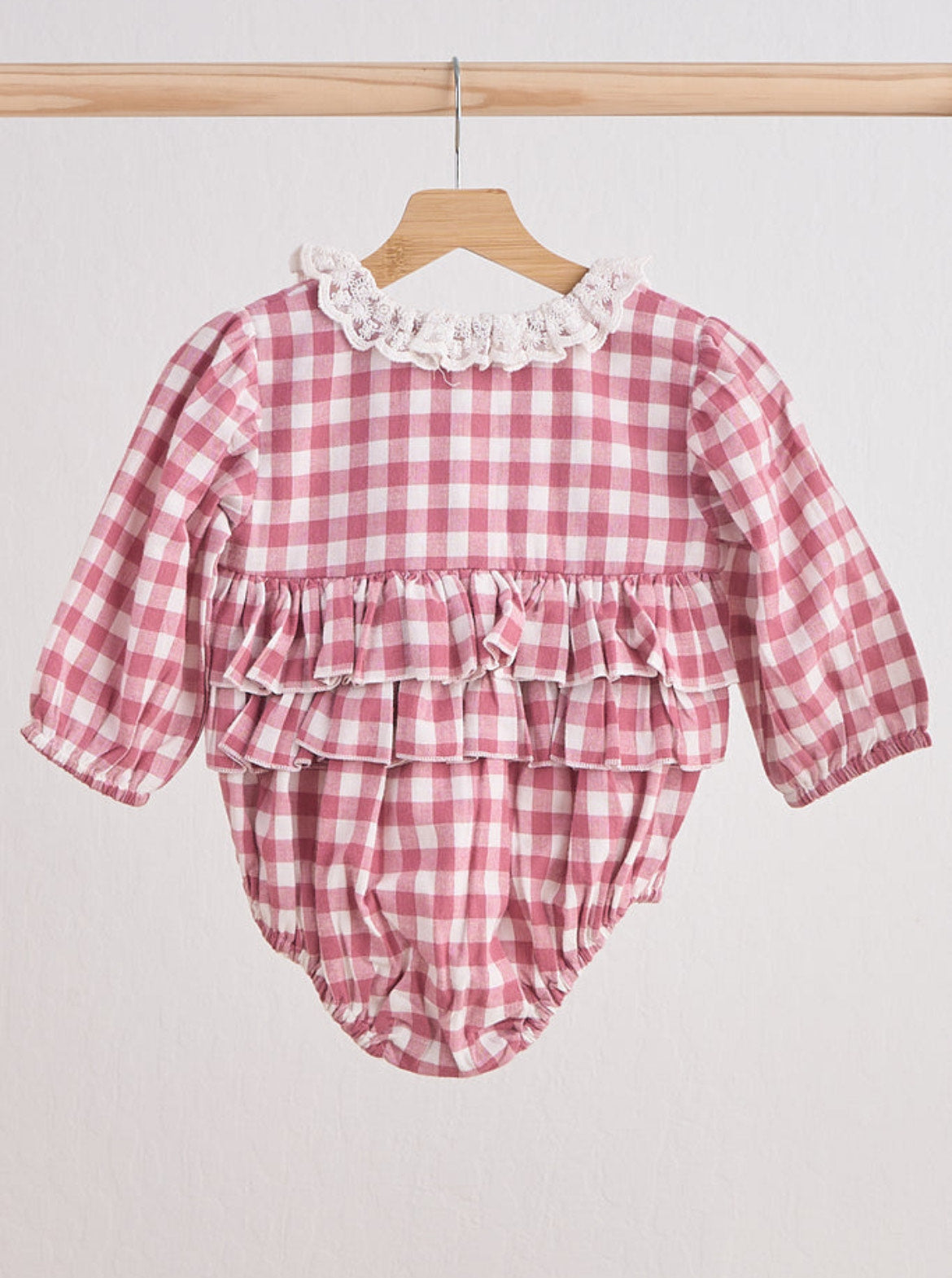 Pink Lace Flannel Gingham Bubble