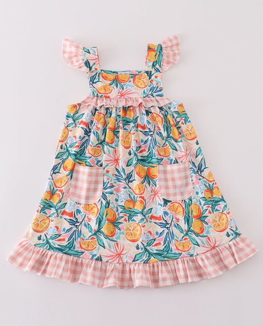 Citrus Bloom Print Girl Dress