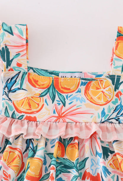 Citrus Bloom Print Girl Dress