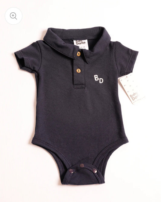 Baby Navy Polo Romper